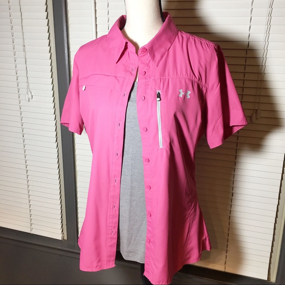 Ladies Under Armour pink Heat Gear Large top